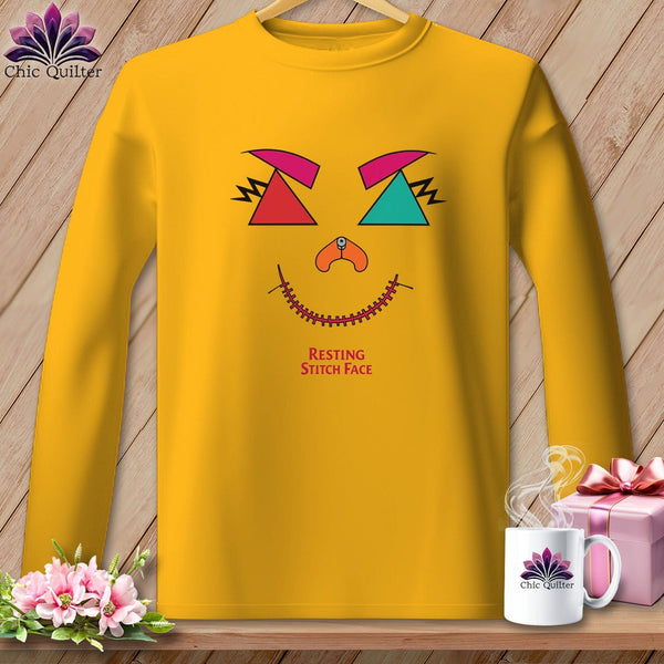 MyDesigns Physical Item S / Gold Psychedelic Face - Resting Stitch Face ~ Long Sleeve Tee