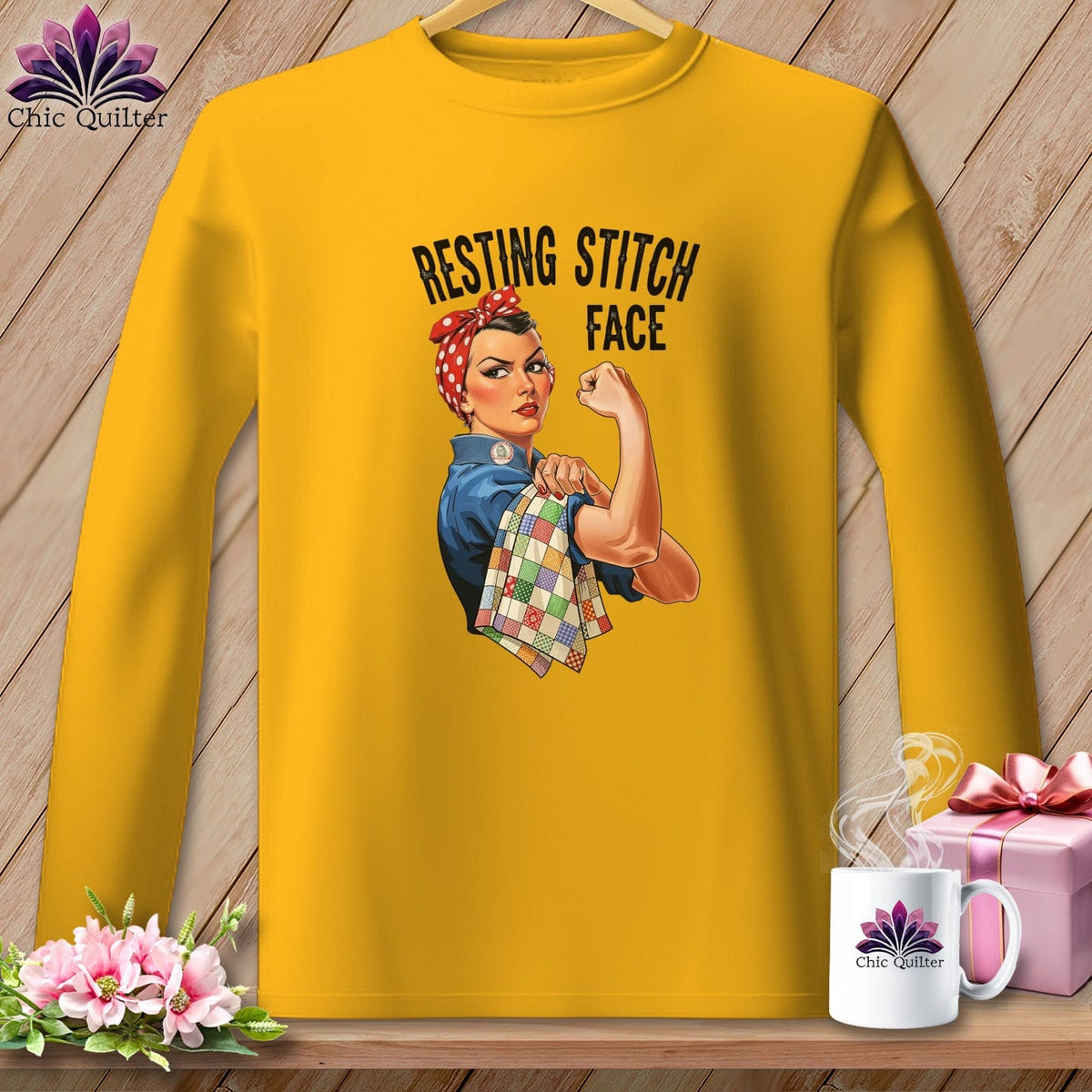 MyDesigns Physical Item S / Gold Rosie the Binder - Resting Stitch Face ~ Long Sleeve Tee