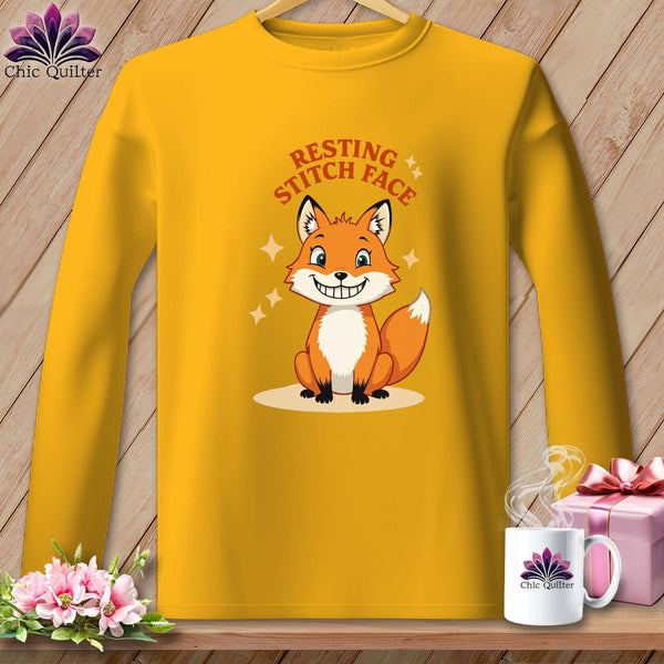 MyDesigns Physical Item S / Gold Silly Fox - Resting Stitch Face ~ Long Sleeve Tee