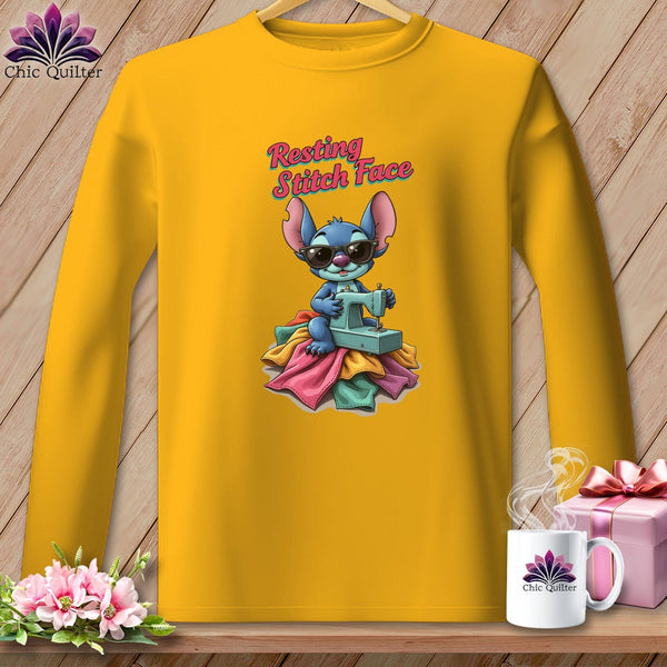 MyDesigns Physical Item S / Gold Snither Stitcher - Resting Stitch Face ~ Long Sleeve Tee