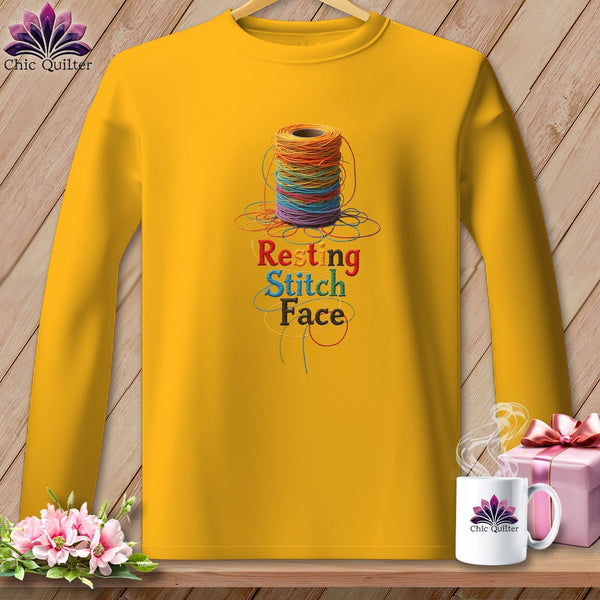 MyDesigns Physical Item S / Gold Twisted - Resting Stitch Face ~ Long Sleeve Tee