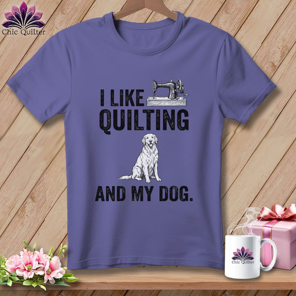 MyDesigns Physical Item S / Grape I Like Quilting and My Golden ~ Premium Tee