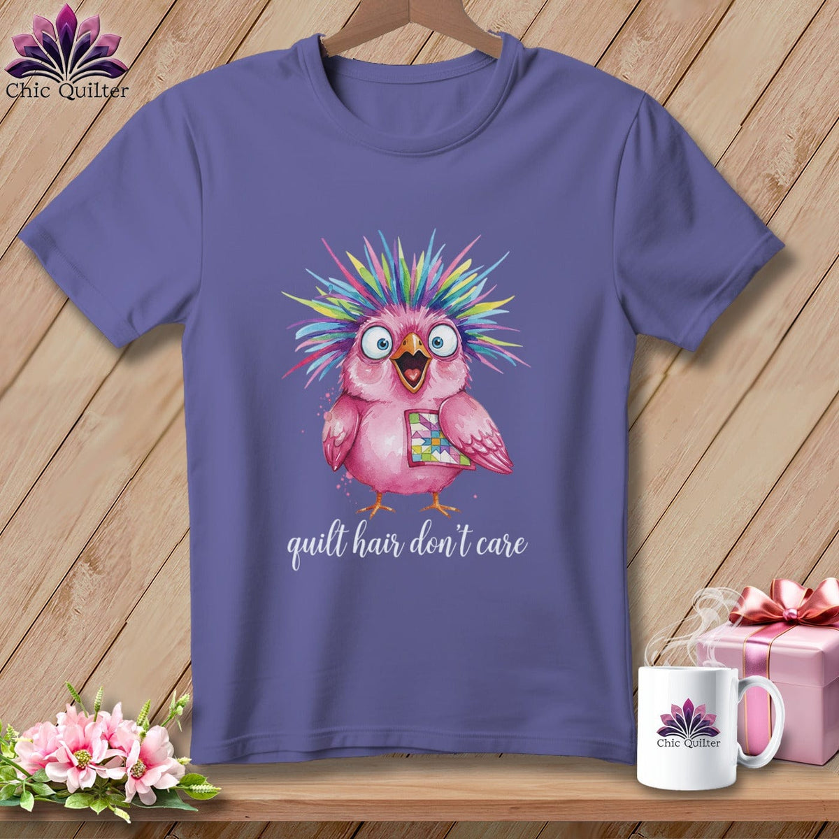 MyDesigns Physical Item S / Grape Quilt Hair Don’t Care ~ Peaches Plume ~ Premium Tee