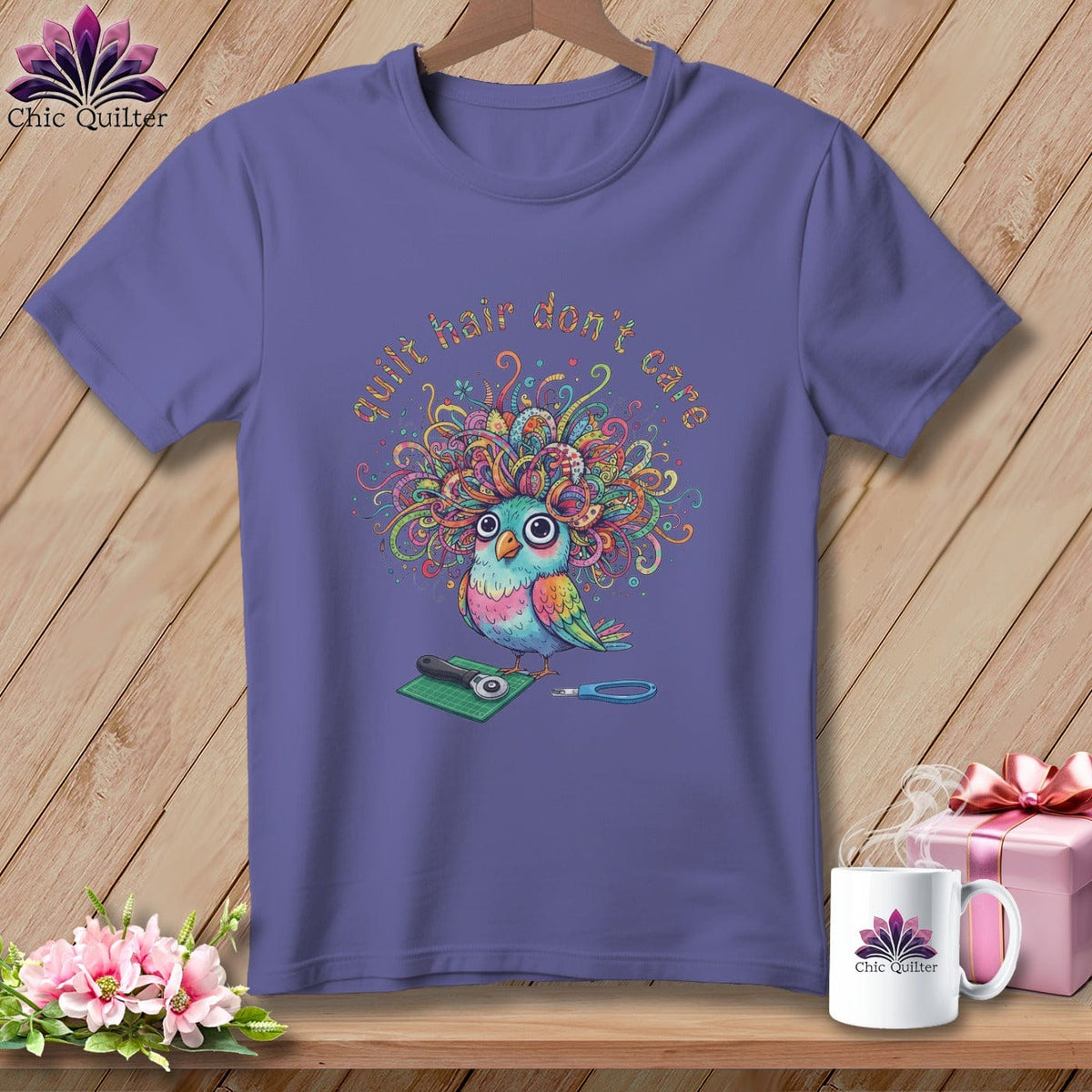 MyDesigns Physical Item S / Grape Quilt Hair Don’t Care ~ Snipsy Wren ~ Premium Tee