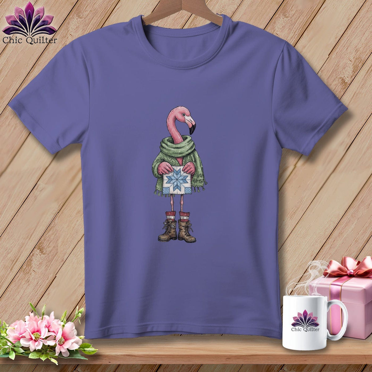MyDesigns Physical Item S / Grape The Starry ~ Eyed Flamingo Quilter ~ Premium Tee