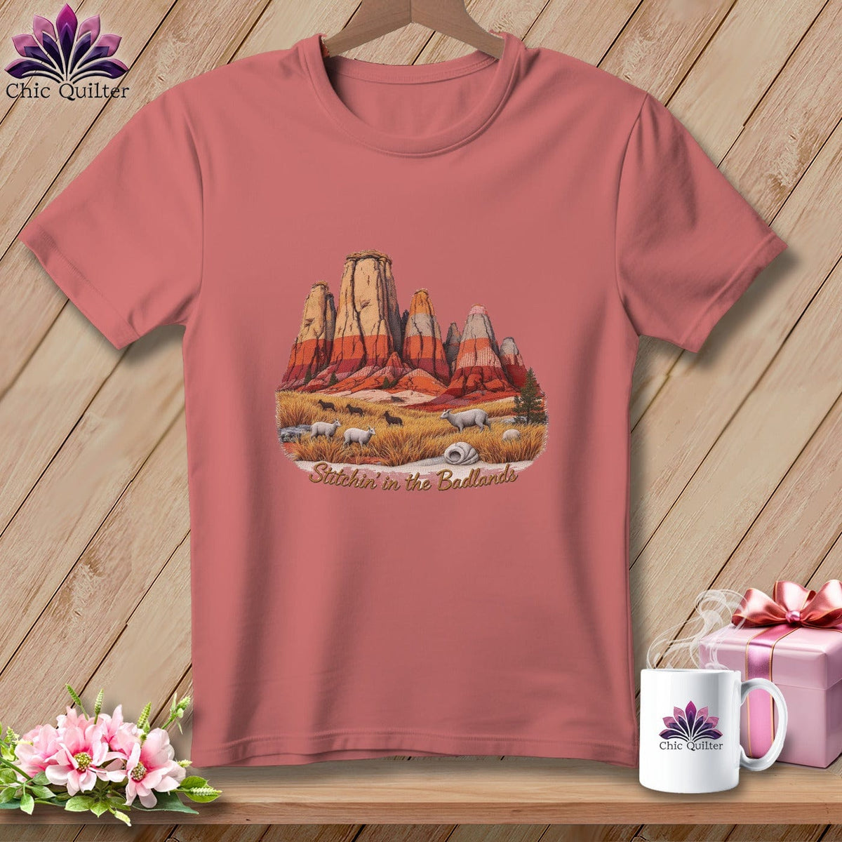 MyDesigns Physical Item S / Heather Mauve Stitchin' in Badlands National Park ~ Relaxed Fit Tee