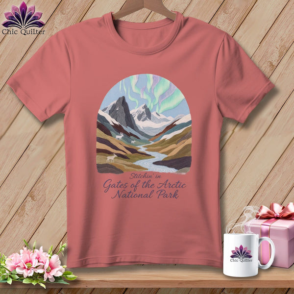 MyDesigns Physical Item S / Heather Mauve Stitchin' in Gates of the Arctic National Park and Preserve ~ Relaxed Fit Tee