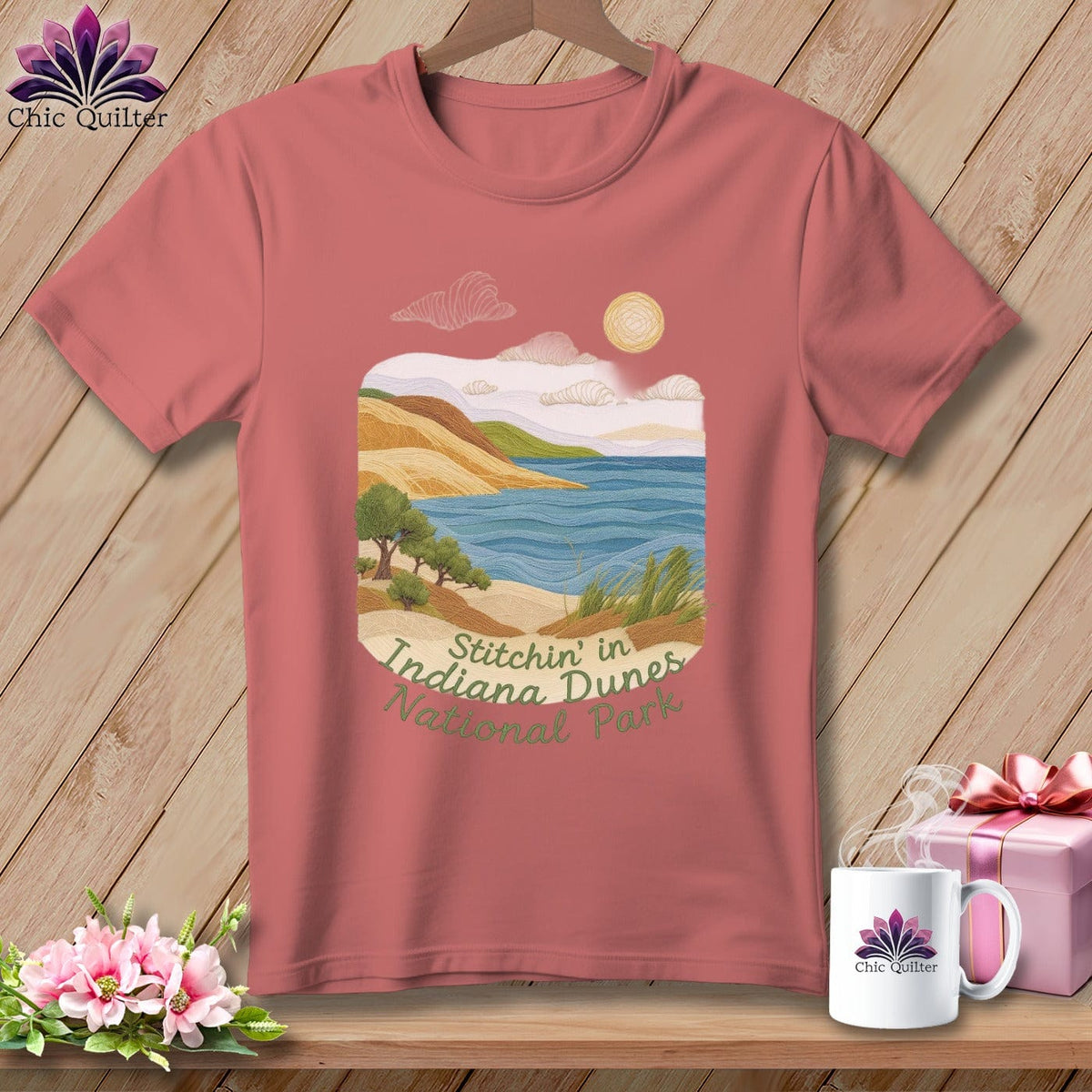 MyDesigns Physical Item S / Heather Mauve Stitchin' in Indiana Dunes National Park ~ Relaxed Fit Tee
