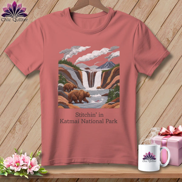MyDesigns Physical Item S / Heather Mauve Stitchin' in Katmai National Park and Preserve ~ Relaxed Fit Tee