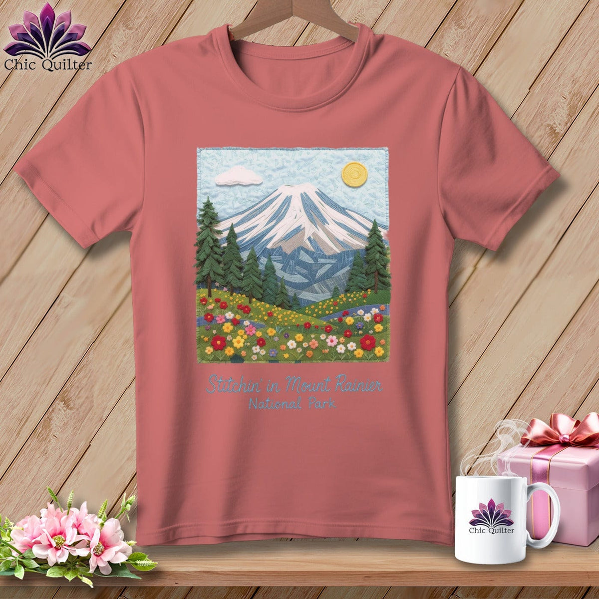 MyDesigns Physical Item S / Heather Mauve Stitchin' in Mount Rainier National Park ~ Relaxed Fit Tee