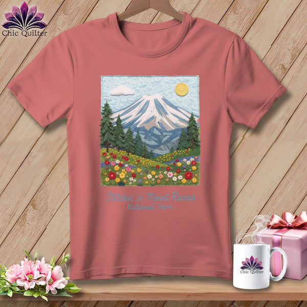 MyDesigns Physical Item S / Heather Mauve Stitchin' in Mount Rainier National Park ~ Relaxed Fit Tee