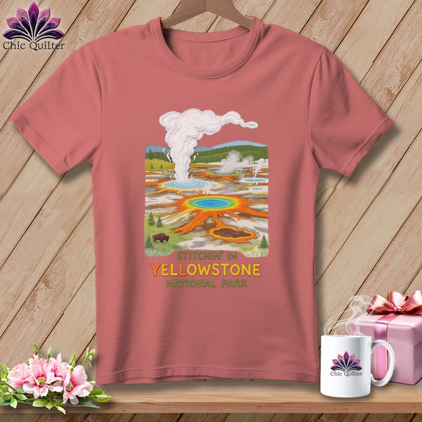 MyDesigns Physical Item S / Heather Mauve Stitchin' in Yellowstone National Park ~ Relaxed Fit Tee