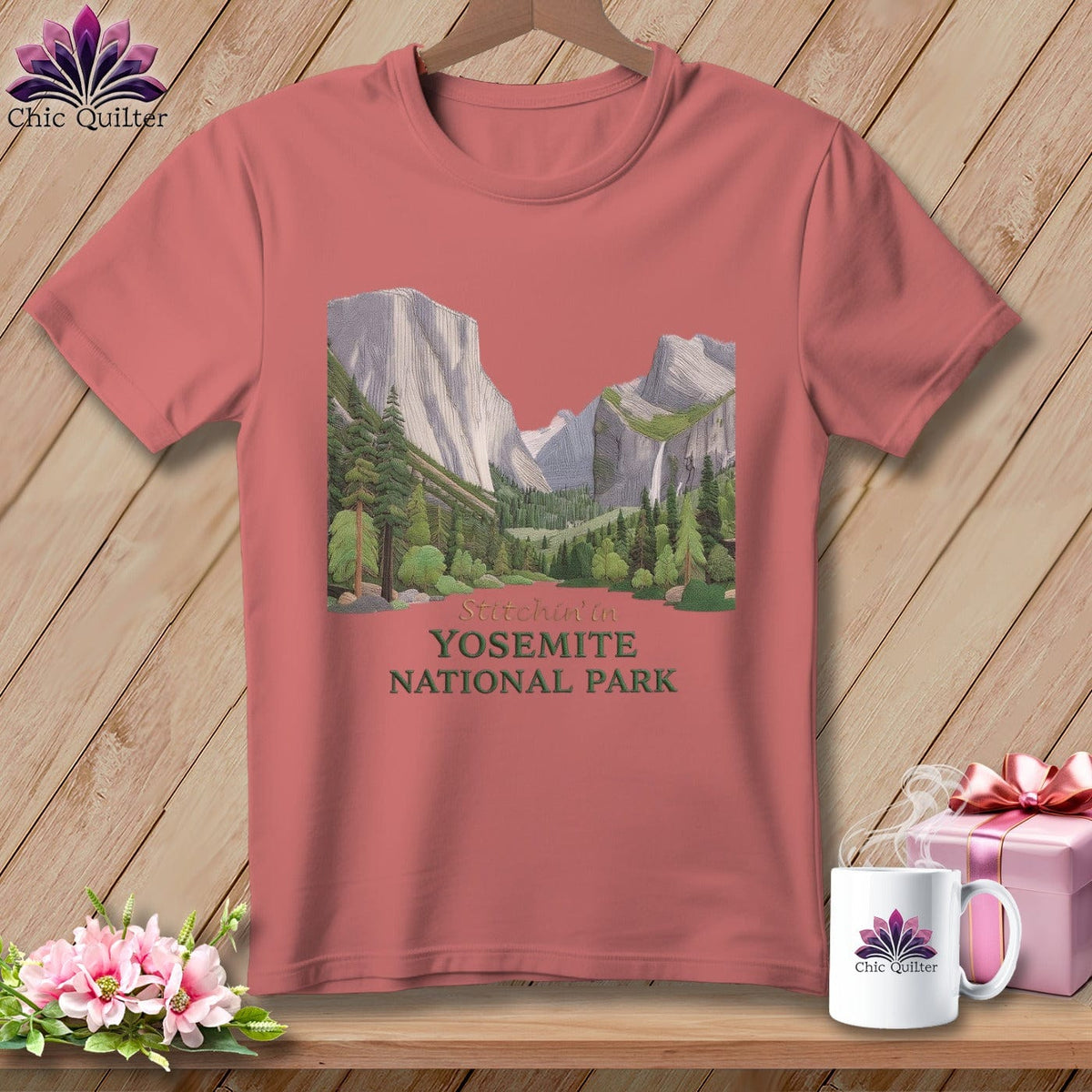MyDesigns Physical Item S / Heather Mauve Stitchin' in Yosemite National Park ~ Relaxed Fit Tee