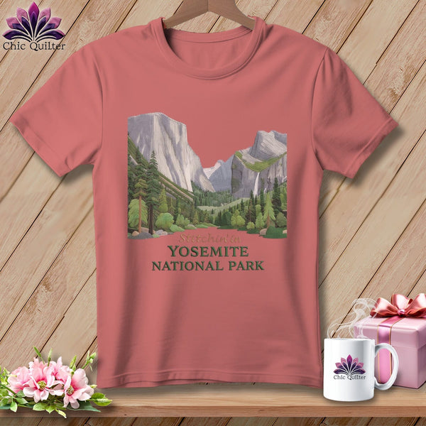 MyDesigns Physical Item S / Heather Mauve Stitchin' in Yosemite National Park ~ Relaxed Fit Tee