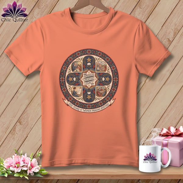 MyDesigns Physical Item S / Heather Sunset America's Creative Legacy | 250 Years of Women Making History Quilter ~ Relaxed Fit Tee