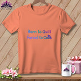 MyDesigns Physical Item S / Heather Sunset Born to Quilt, Forced to Cook ~ Relaxed Fit Tee