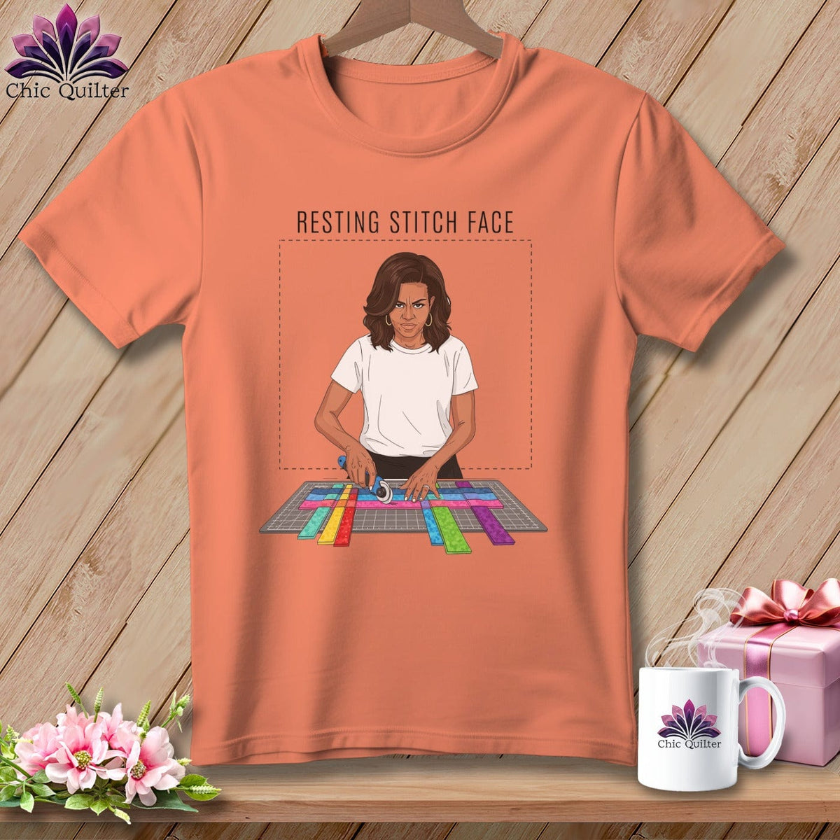MyDesigns Physical Item S / Heather Sunset Mich Sew - Resting Stitch Face ~ Relaxed Fit Tee