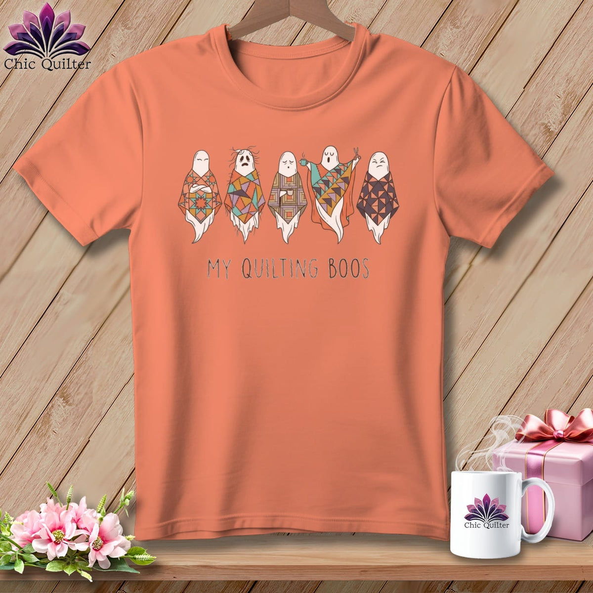 MyDesigns Physical Item S / Heather Sunset My Quilting Boos ~ Relaxed Fit Tee