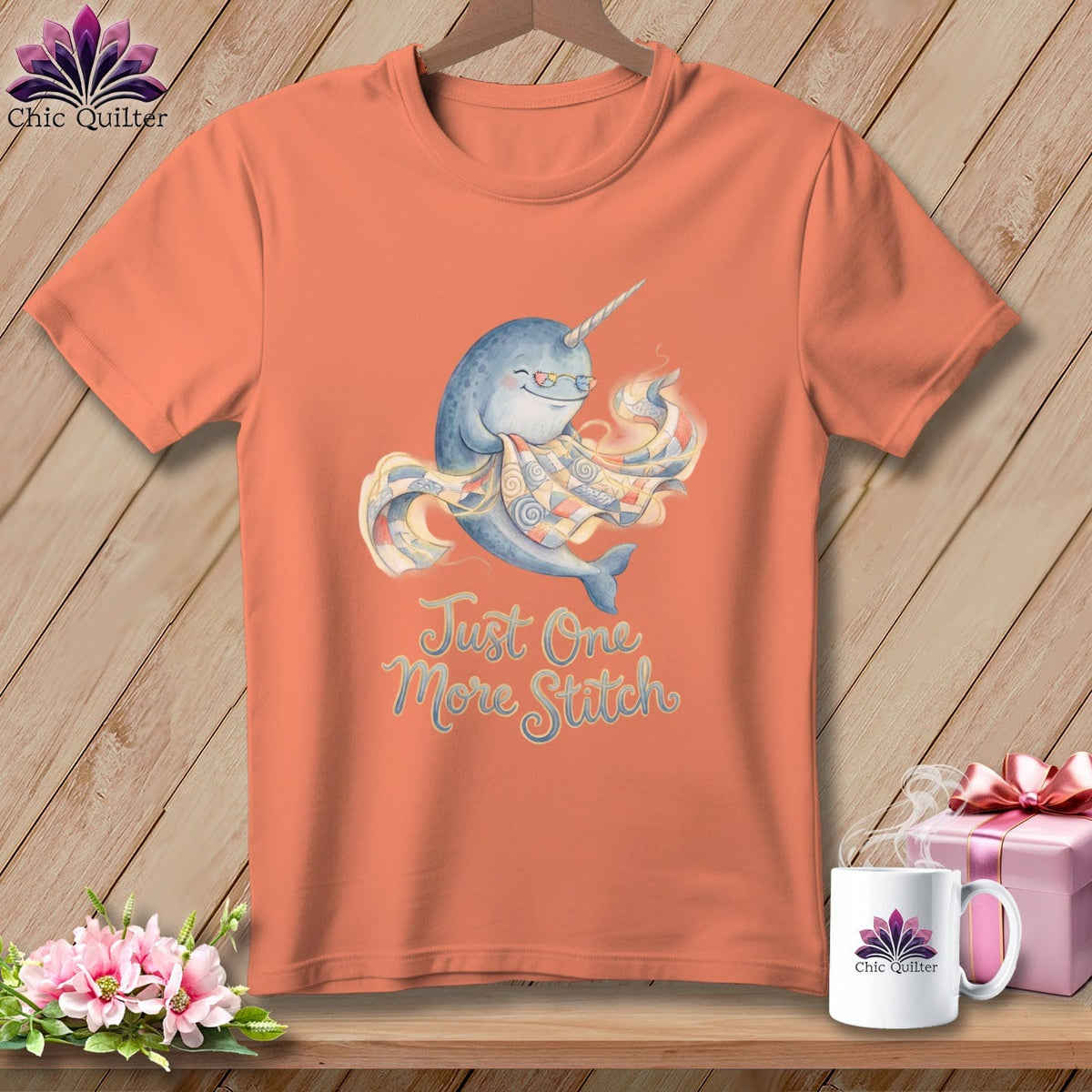 MyDesigns Physical Item S / Heather Sunset Narwhal Stitching ~ Relaxed Fit Tee