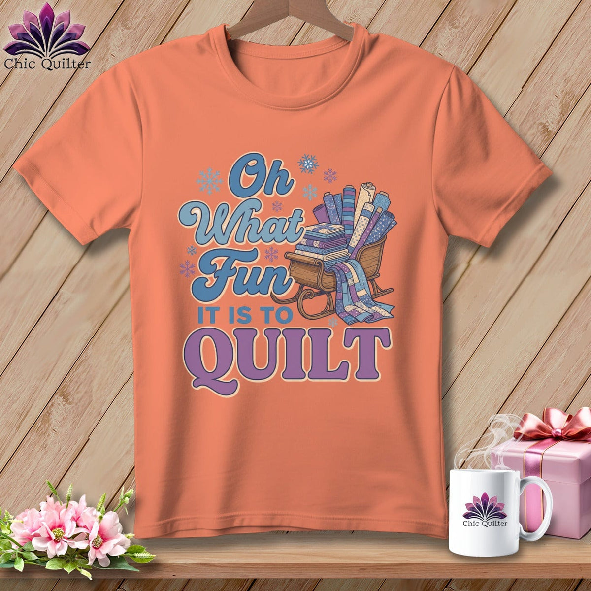 MyDesigns Physical Item S / Heather Sunset Oh What Fun It Is to Quilt ~ Relaxed Fit Tee