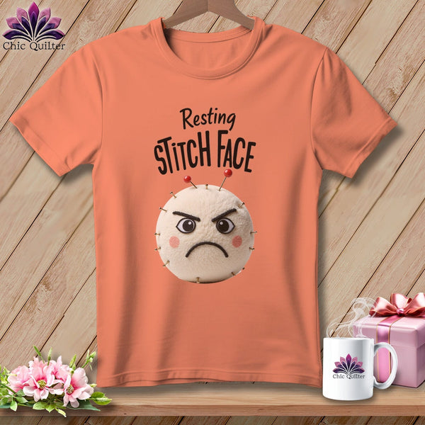 MyDesigns Physical Item S / Heather Sunset Ouch - Resting Stitch Face ~ Relaxed Fit Tee