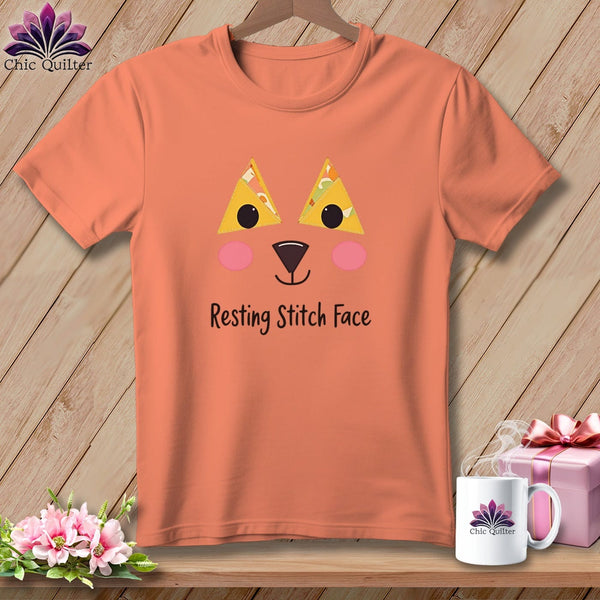 MyDesigns Physical Item S / Heather Sunset Patchwork Face - Resting Stitch Face ~ Relaxed Fit Tee