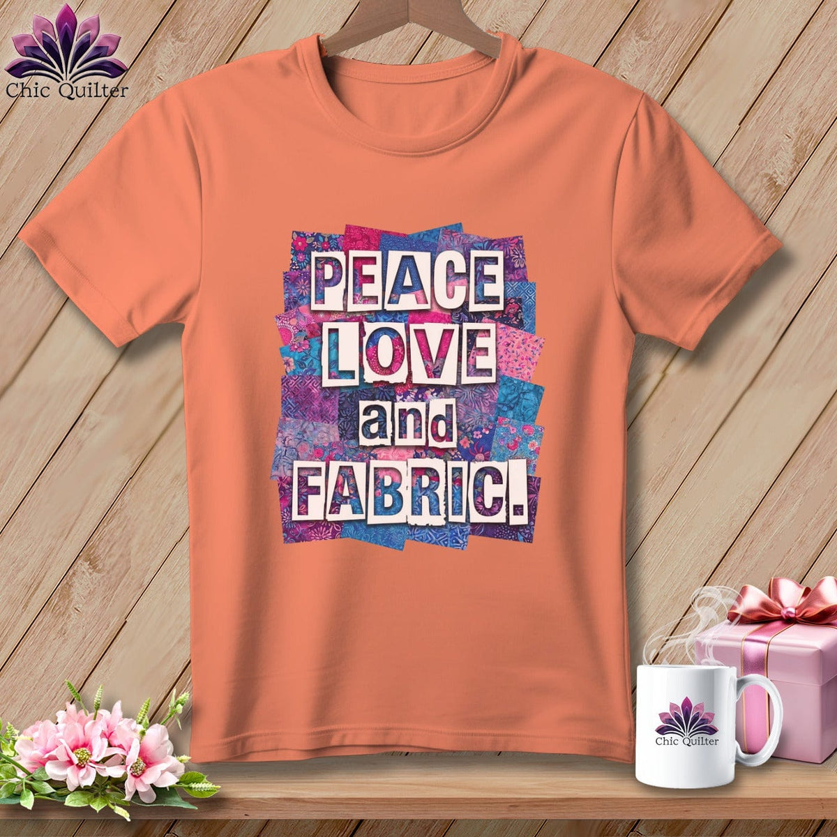 MyDesigns Physical Item S / Heather Sunset Peace Love and Fabric ~ Relaxed Fit Tee