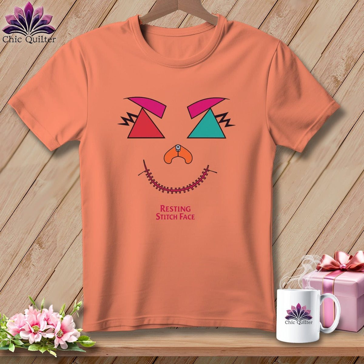 MyDesigns Physical Item S / Heather Sunset Psychedelic Face - Resting Stitch Face ~ Relaxed Fit Tee