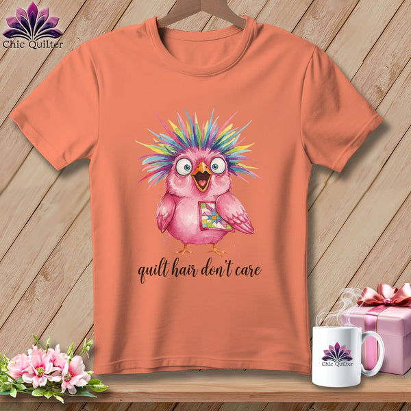 MyDesigns Physical Item S / Heather Sunset Quilt Hair Don’t Care ~ Peaches Plume ~ Relaxed Fit Tee