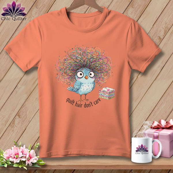MyDesigns Physical Item S / Heather Sunset Quilt Hair Don’t Care ~ Puffin Bea ~ Relaxed Fit Tee