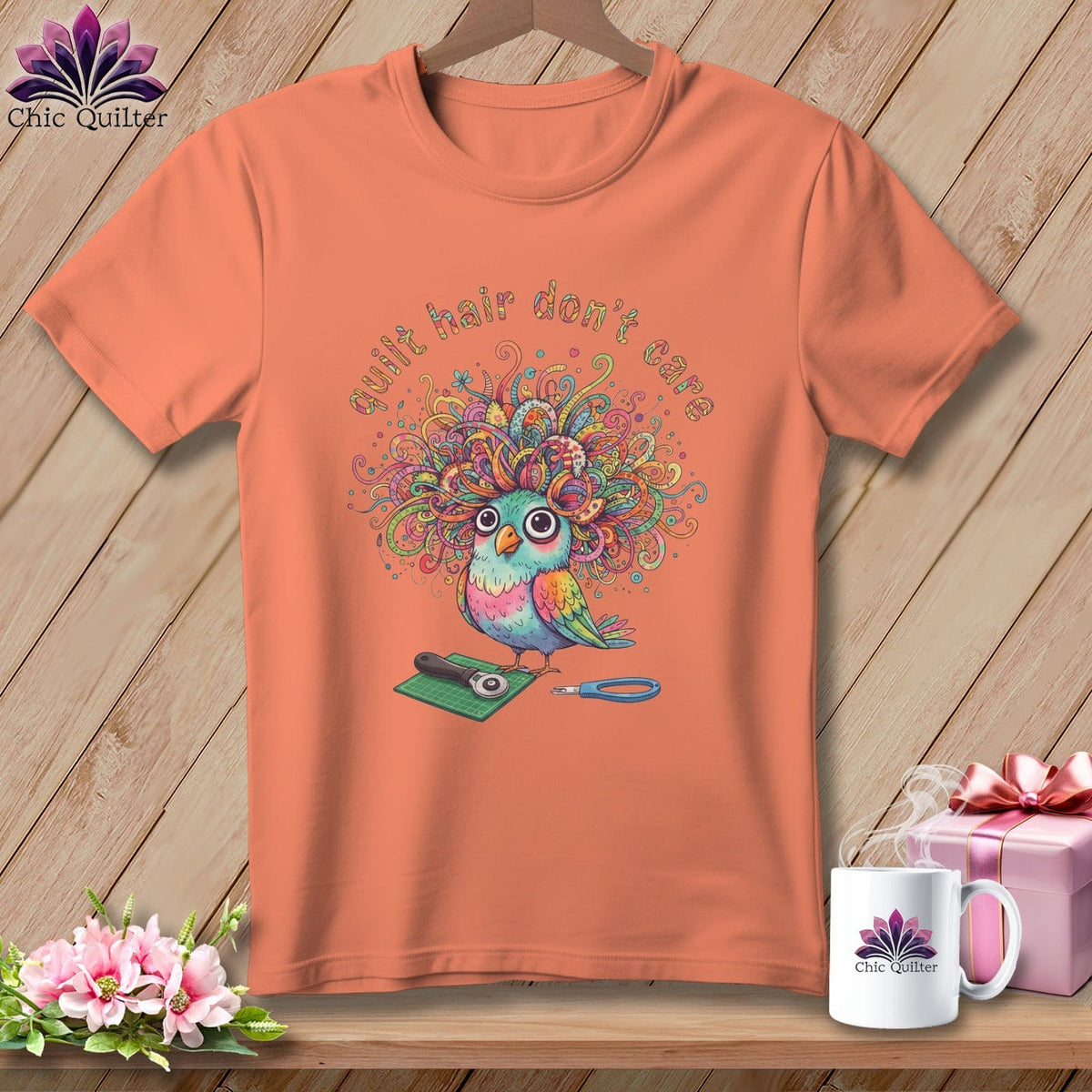 MyDesigns Physical Item S / Heather Sunset Quilt Hair Don’t Care ~ Snipsy Wren ~ Relaxed Fit Tee
