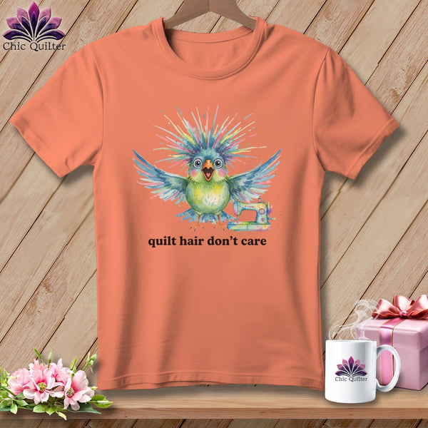 MyDesigns Physical Item S / Heather Sunset Quilt Hair Don’t Care ~ Ziggy Bobbin ~ Relaxed Fit Tee