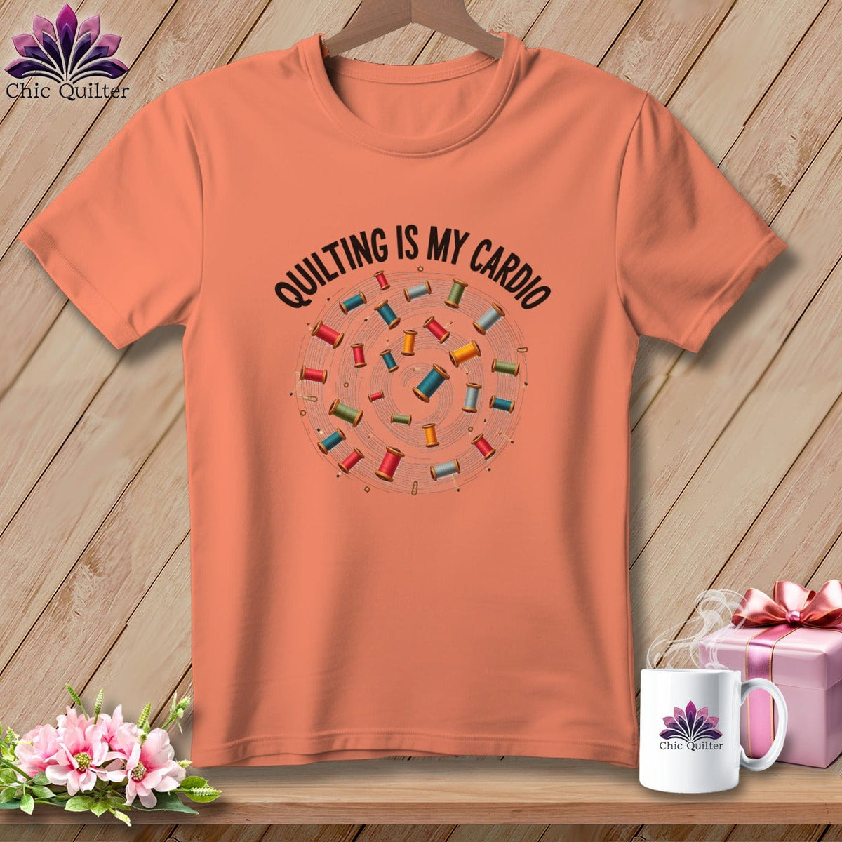 MyDesigns Physical Item S / Heather Sunset Quilting is My Cardio ~ Relaxed Fit Tee