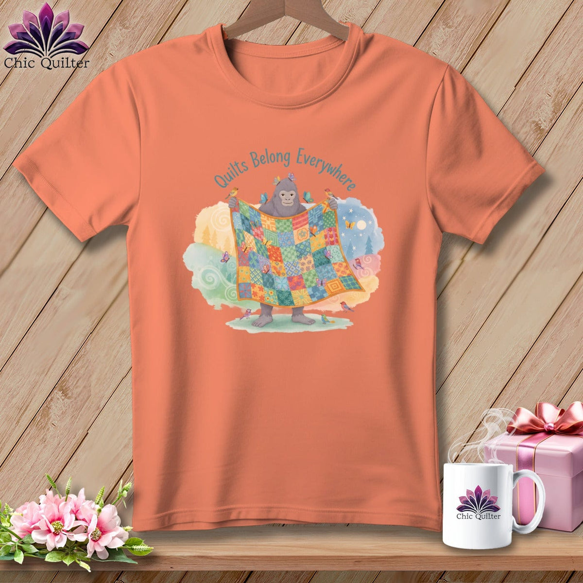 MyDesigns Physical Item S / Heather Sunset Quilts Belong Everywhere! ~ Relaxed Fit Tee