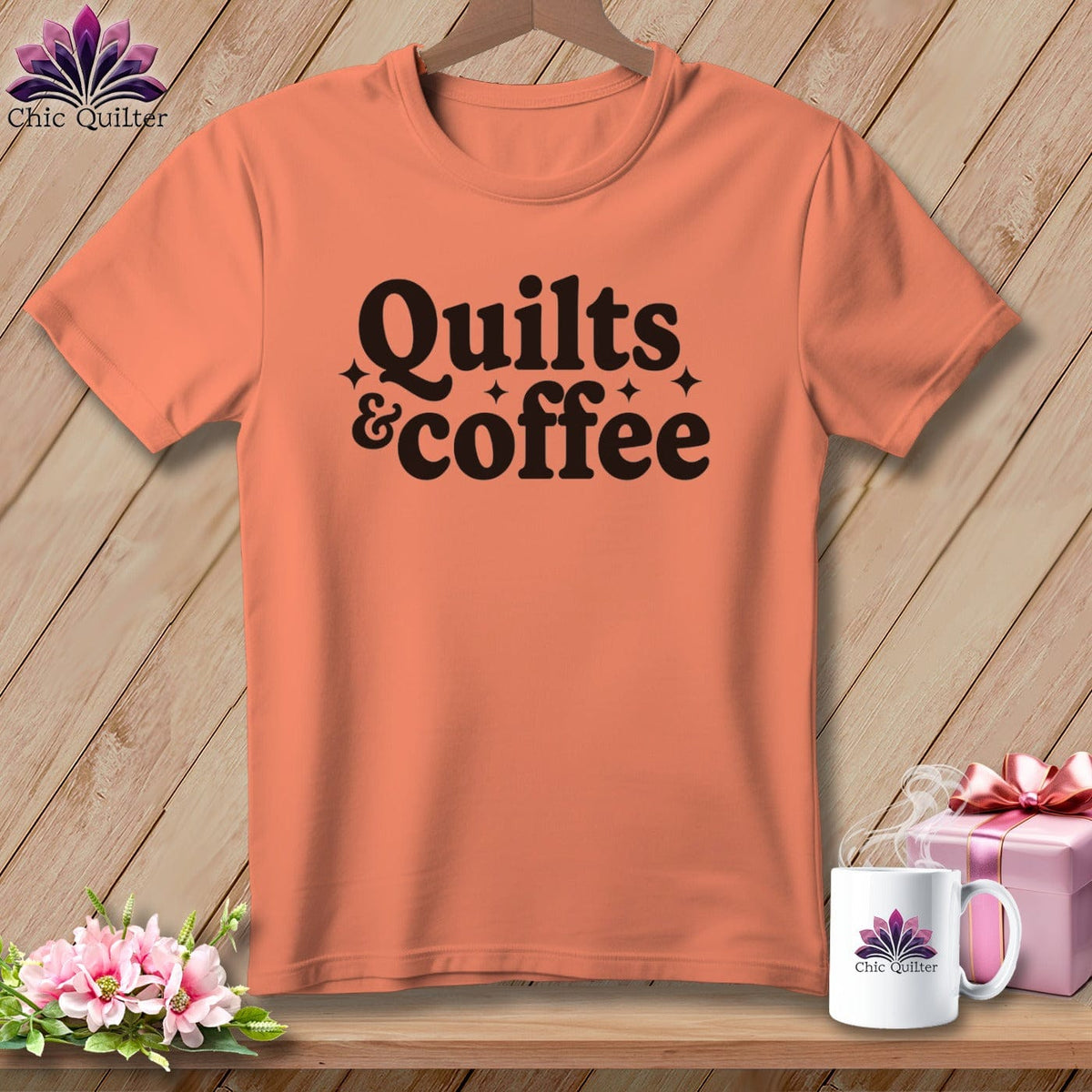 MyDesigns Physical Item S / Heather Sunset Quilts & Coffee ~ Relaxed Fit Tee
