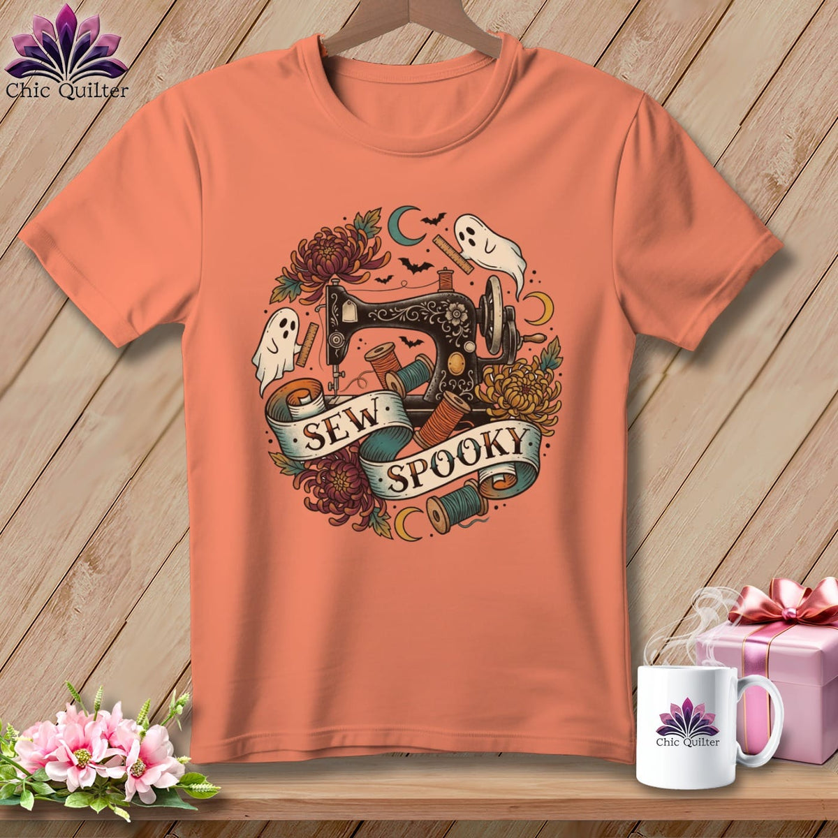MyDesigns Physical Item S / Heather Sunset Sew Spooky ~ Hand-Crank ~ Relaxed Fit Tee