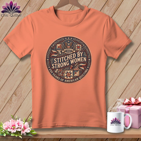 MyDesigns Physical Item S / Heather Sunset Stitched By Strong Women 250 Years of American Quilting ~ Relaxed Fit Tee