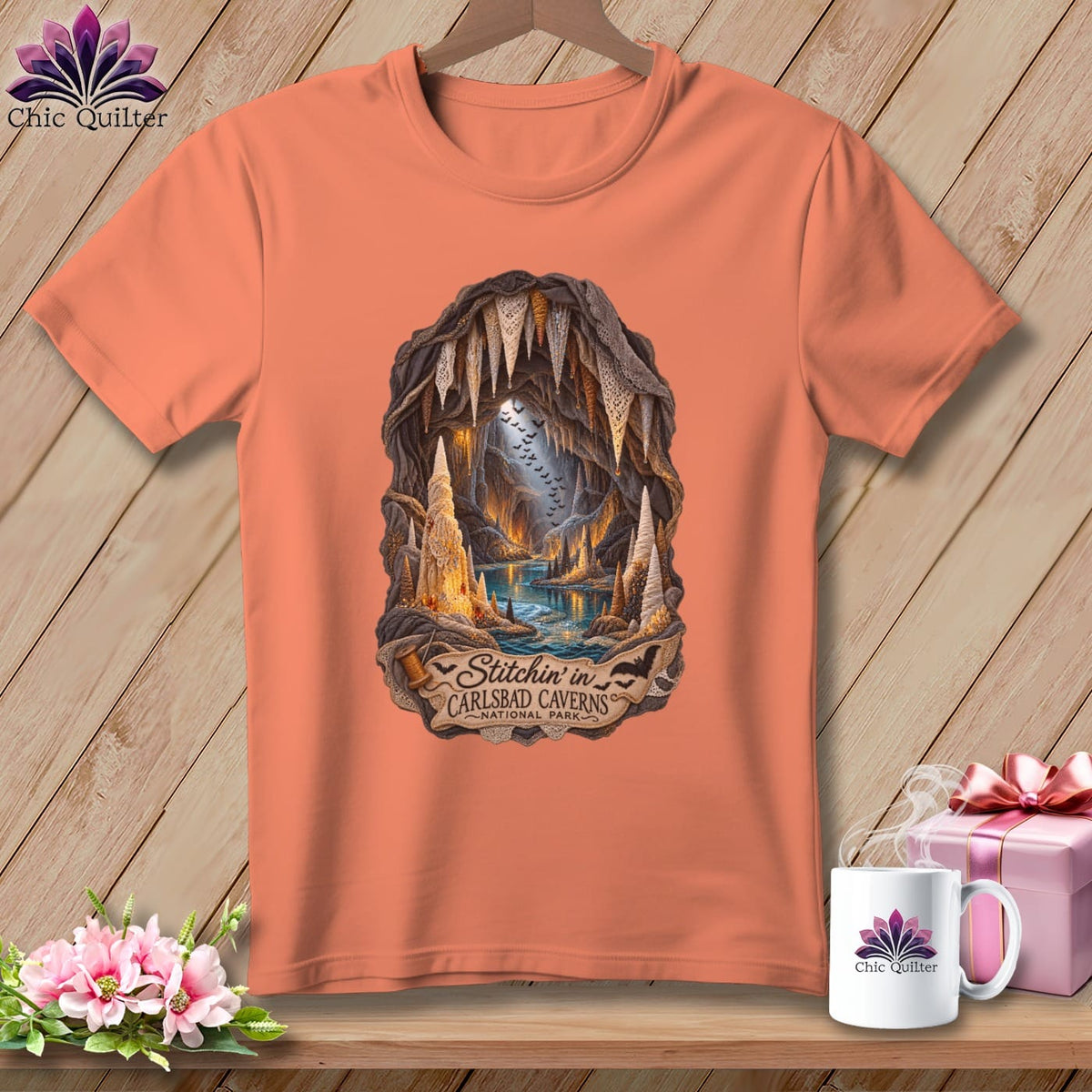 MyDesigns Physical Item S / Heather Sunset Stitchin' in Carlsbad Canyon National Park ~ Relaxed Fit Tee