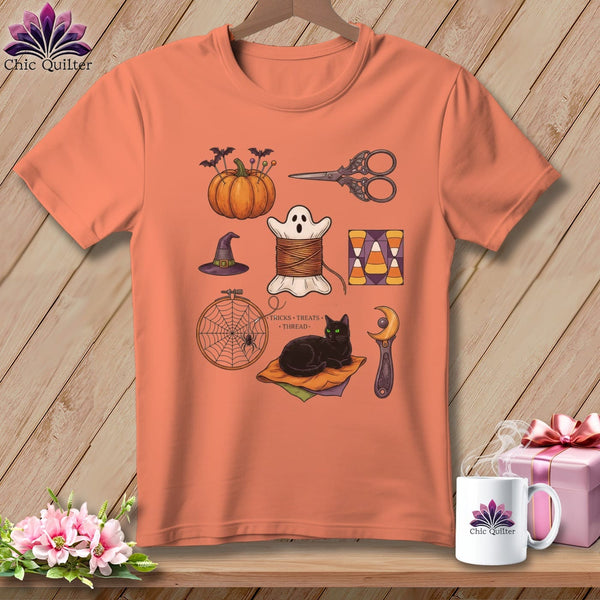 MyDesigns Physical Item S / Heather Sunset Tricks • Treats • Thread ~ Relaxed Fit Tee