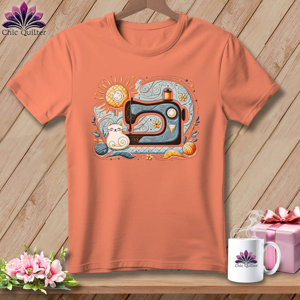 MyDesigns Physical Item S / Heather Sunset Zen Kitty Quilter ~ Relaxed Fit Tee