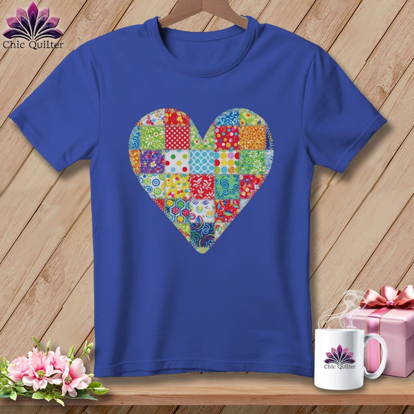 MyDesigns Physical Item S / Heather True Royal Colorful Quilted Heart ~ Relaxed Fit Tee