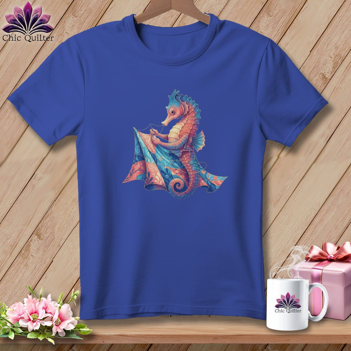 MyDesigns Physical Item S / Heather True Royal Flippin Around Quilter ~ Relaxed Fit Tee
