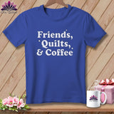 MyDesigns Physical Item S / Heather True Royal Friends, Quilts & Coffee ~ Relaxed Fit Tee