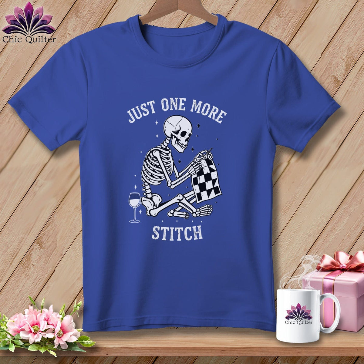 MyDesigns Physical Item S / Heather True Royal Just One More Stitch ~ Relaxed Fit Tee