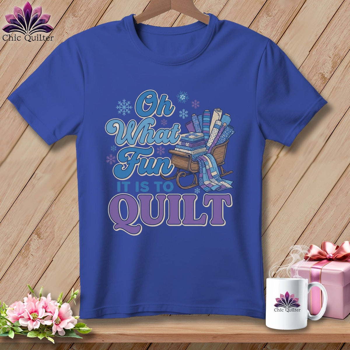 MyDesigns Physical Item S / Heather True Royal Oh What Fun It Is to Quilt ~ Relaxed Fit Tee