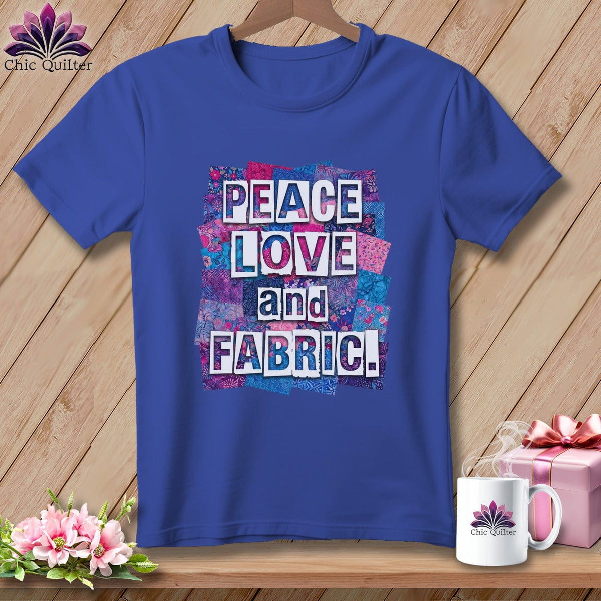 MyDesigns Physical Item S / Heather True Royal Peace Love and Fabric ~ Relaxed Fit Tee