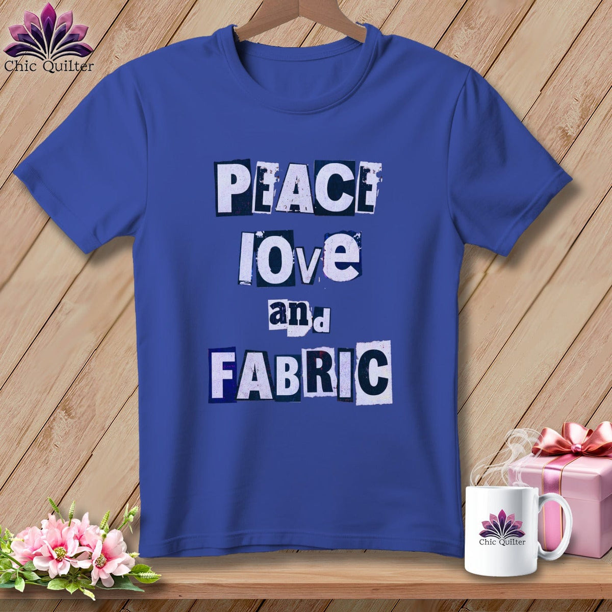 MyDesigns Physical Item S / Heather True Royal Peace Love and Fabric ~ Relaxed Fit Tee