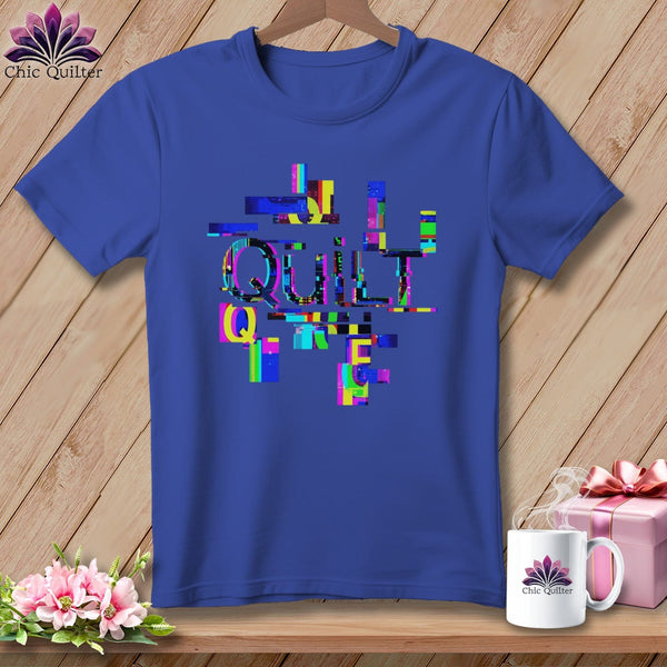 MyDesigns Physical Item S / Heather True Royal Quilt Glitch ~ Relaxed Fit Tee