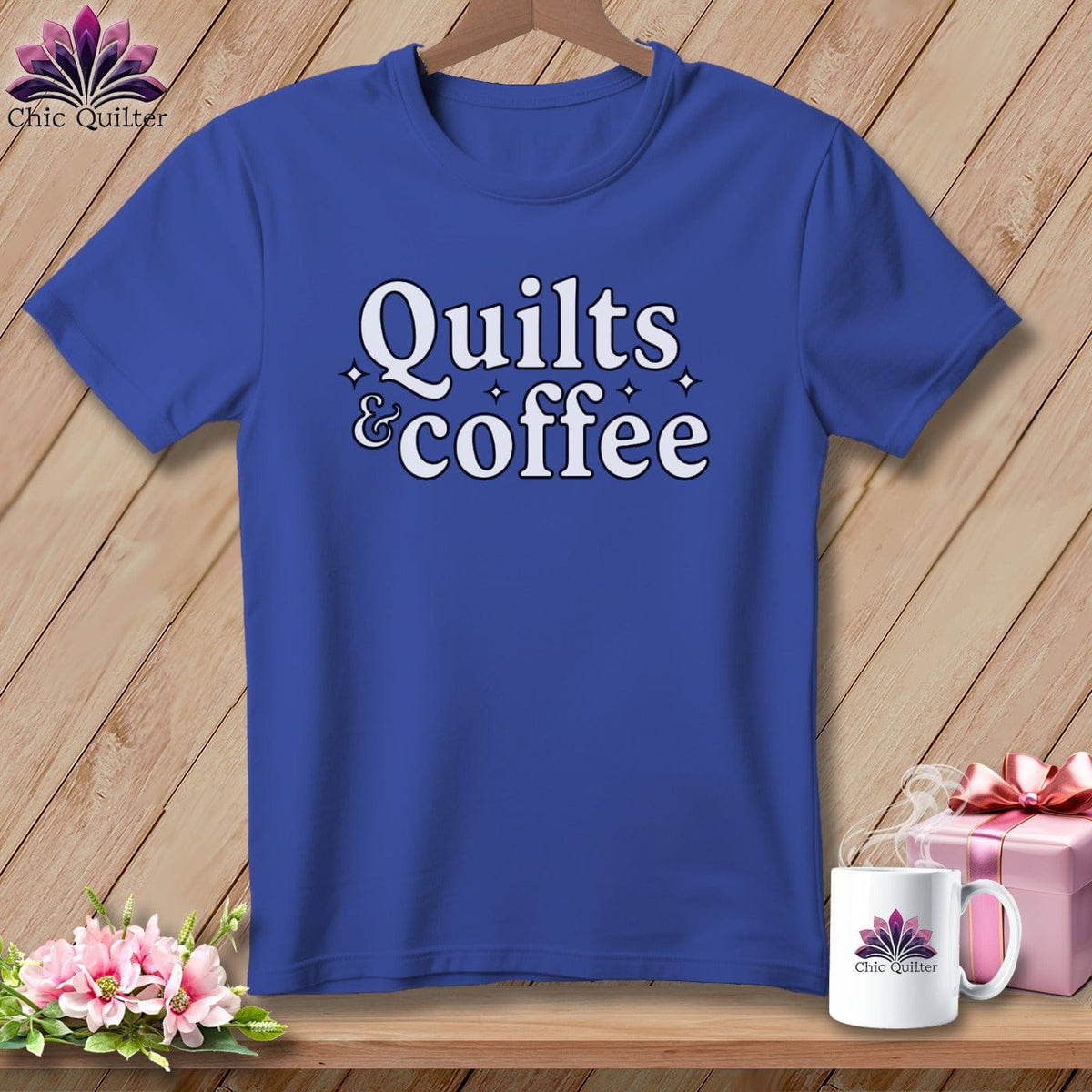 MyDesigns Physical Item S / Heather True Royal Quilts & Coffee ~ Relaxed Fit Tee
