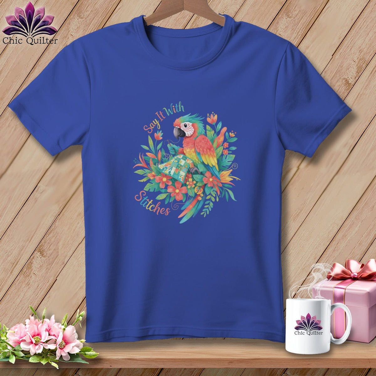 MyDesigns Physical Item S / Heather True Royal Say It With Stitches ~ Relaxed Fit Tee